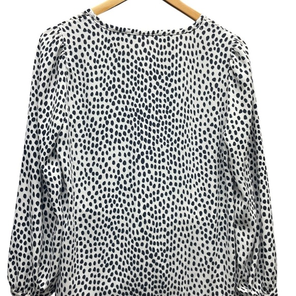 J Crew Factory Black and White Polka Dot Blouse - Picture 2 of 6